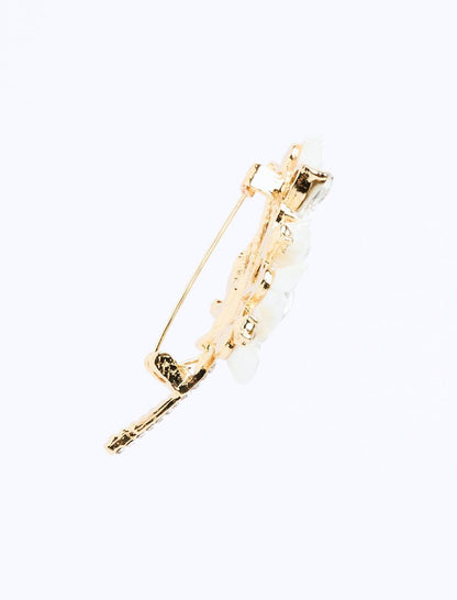 Sparkling Stone Flower Pattern Brooch