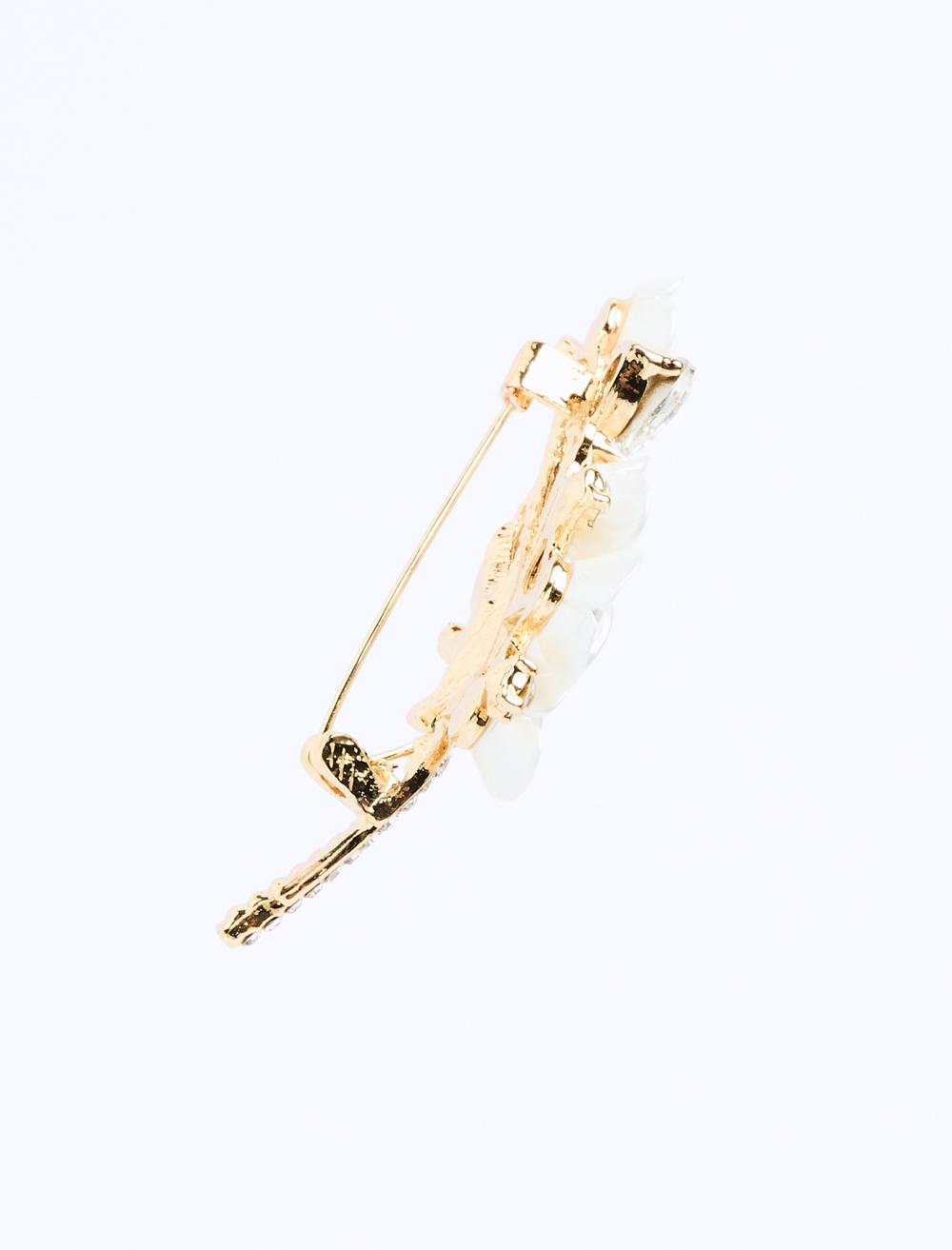 Crystal Stone Flower Pattern Brooch - 6SW355697