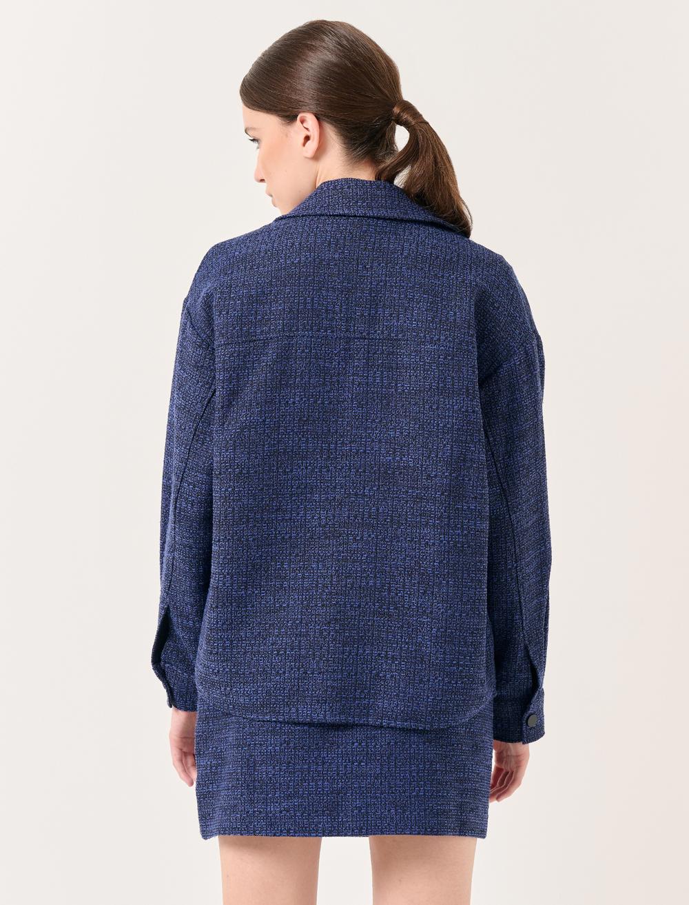 Long Sleeved Tweed Shirt Jacket - 23WZ012001