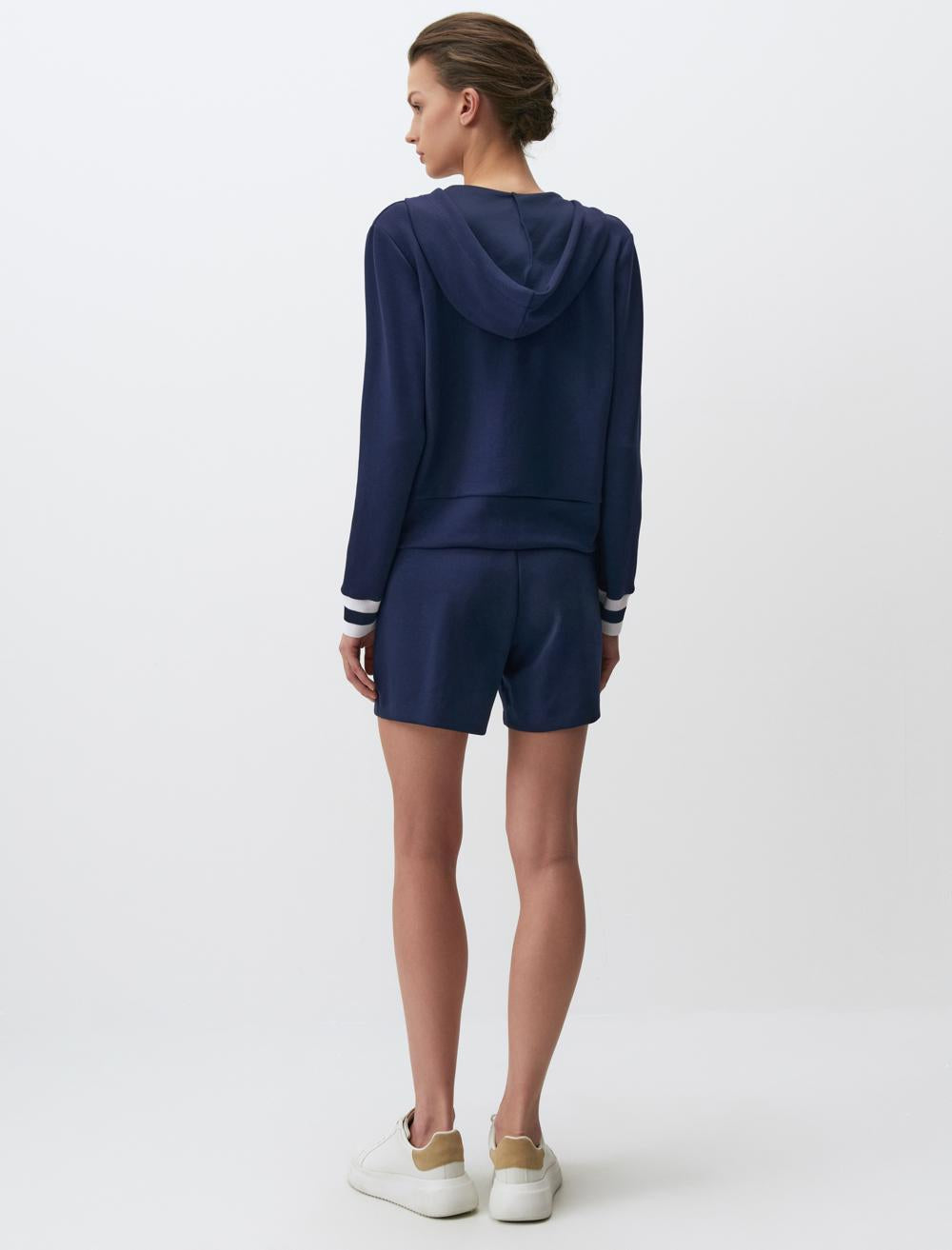 Hooded Long Sleeve Jacket - Dark Blue - 24SC044010494