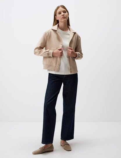 Straight Cut Woven Jacket with Pocket Detail