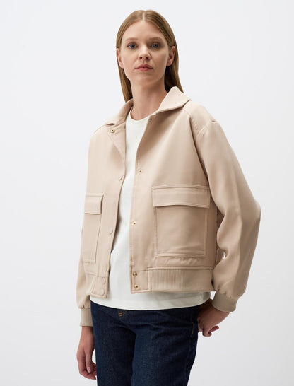 Straight Cut Woven Jacket with Pocket Detail