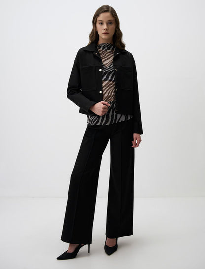 Straight Cut Knitted Jacket with Snap Detail
