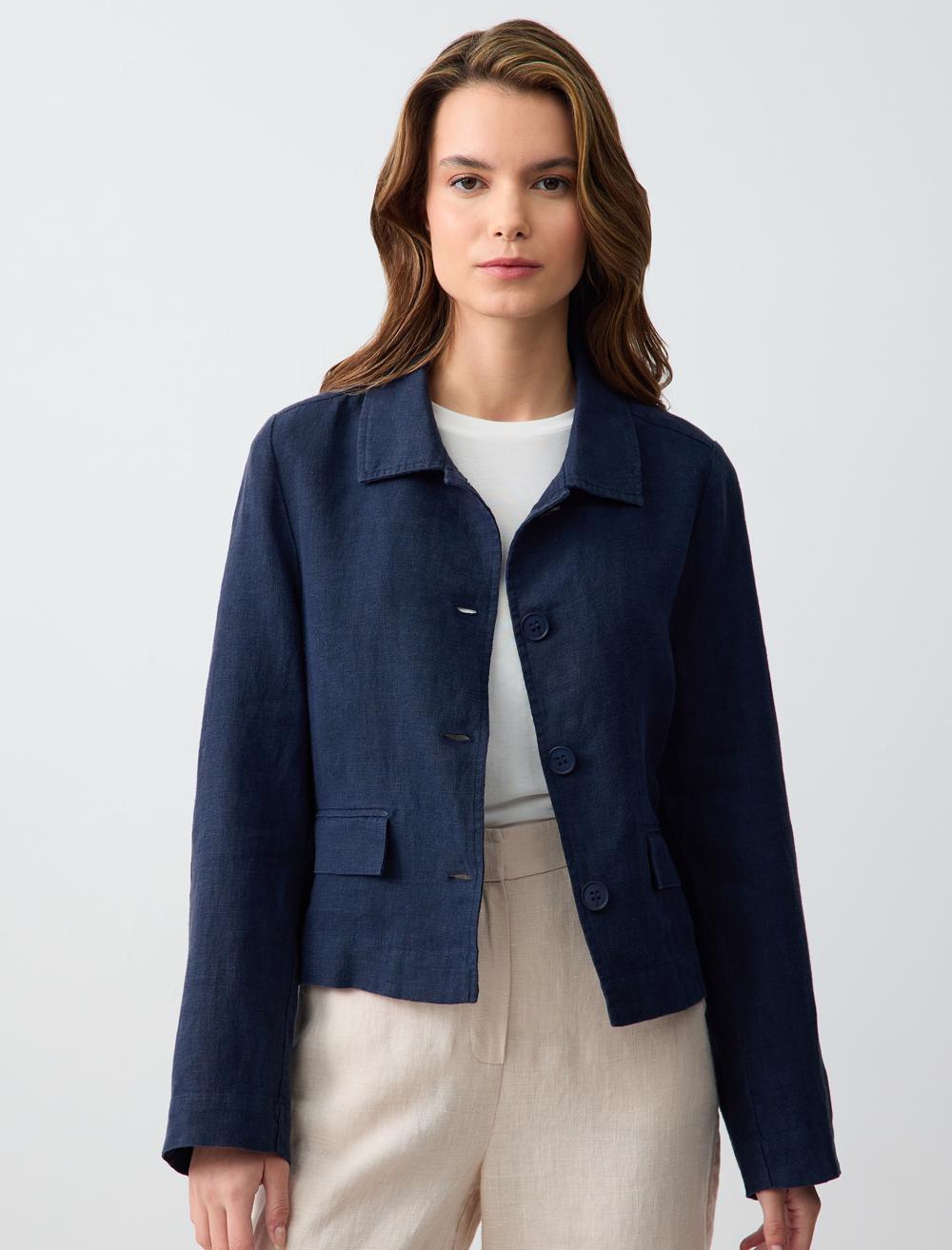 Shirt Collar Long-Sleeve Jacket - 5SW052960