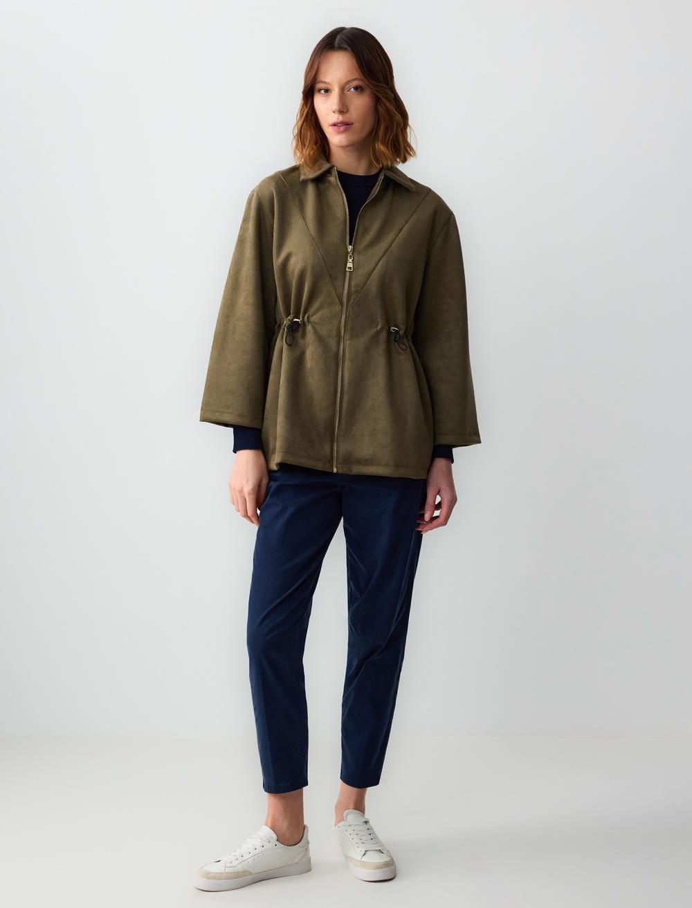 Loose Fit Long-Sleeve Jacket - Khaki - 5SW102142310