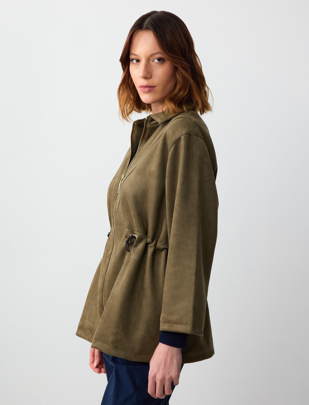 Loose Fit Long-Sleeve Jacket - Khaki - 5SW102142310
