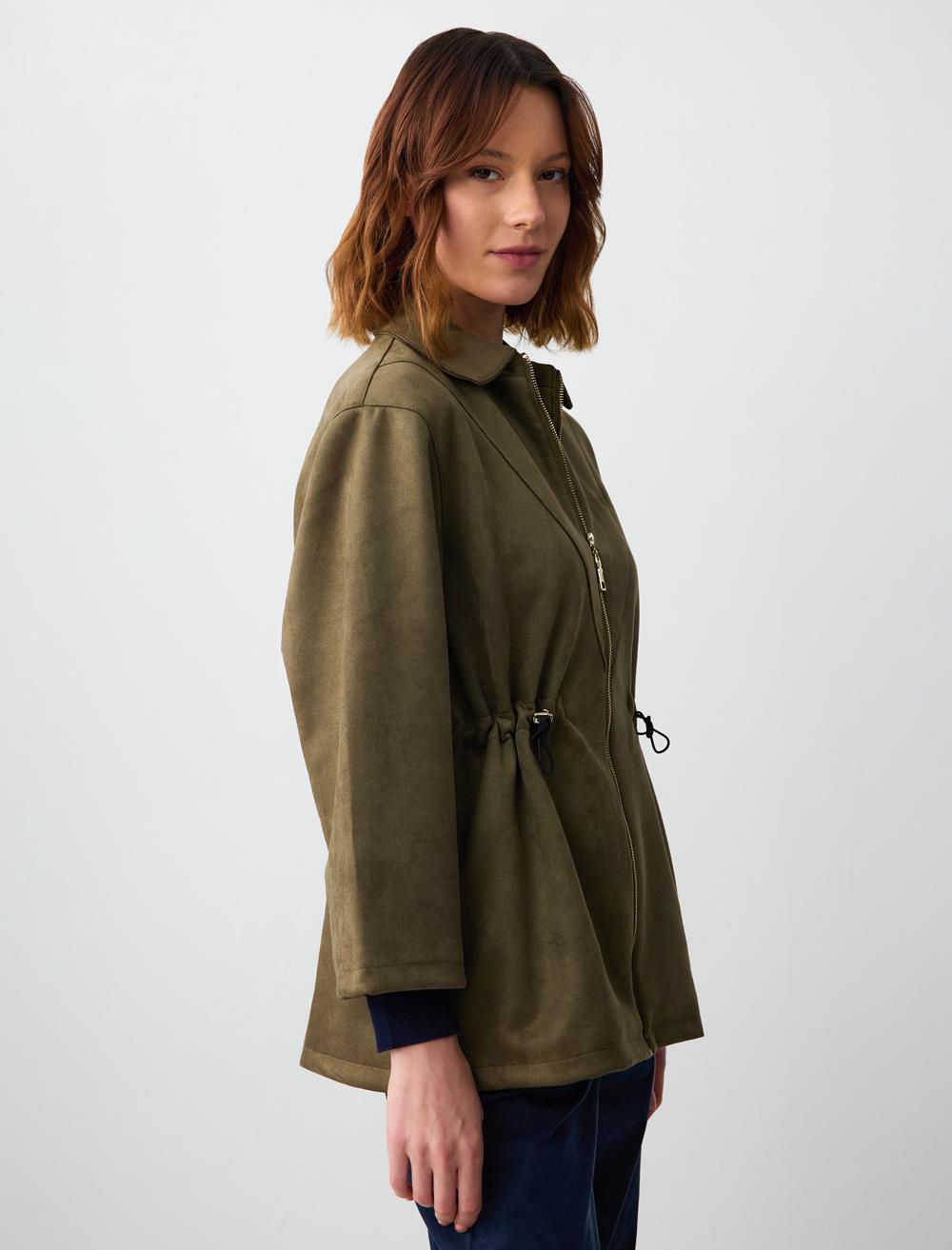 Loose Fit Long-Sleeve Jacket - Khaki - 5SW102142310