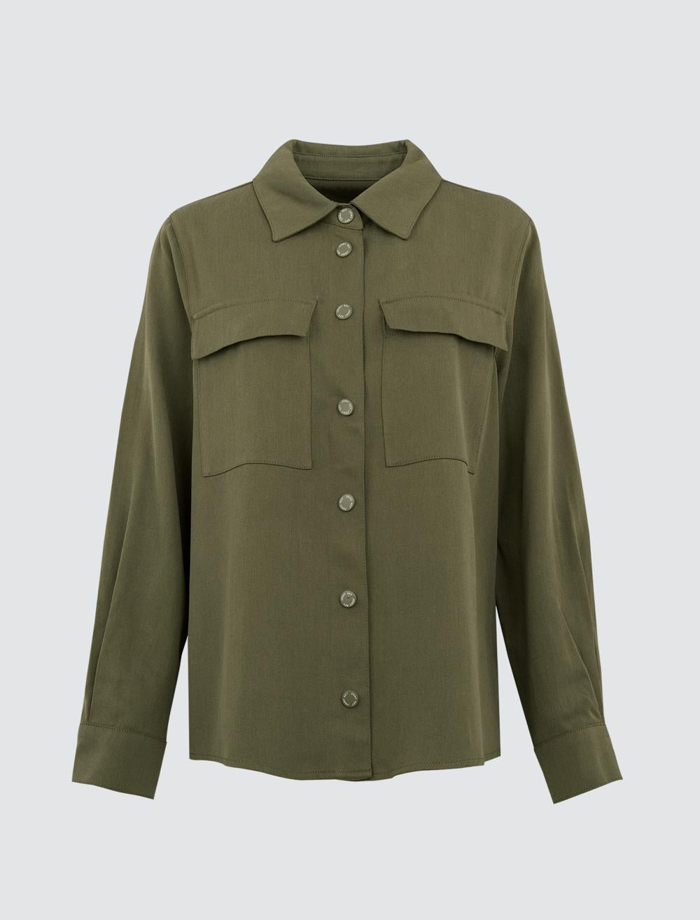 Straight Cut Shirt Jacket with Pocket Detail