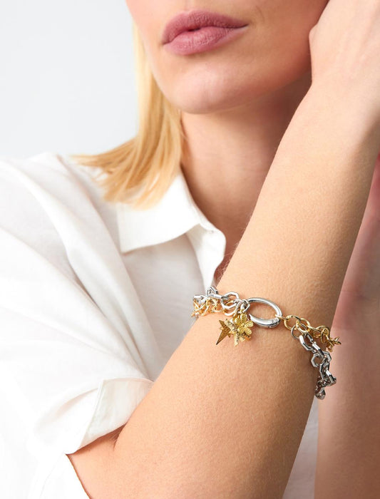 Flower-shaped double chain bracelet