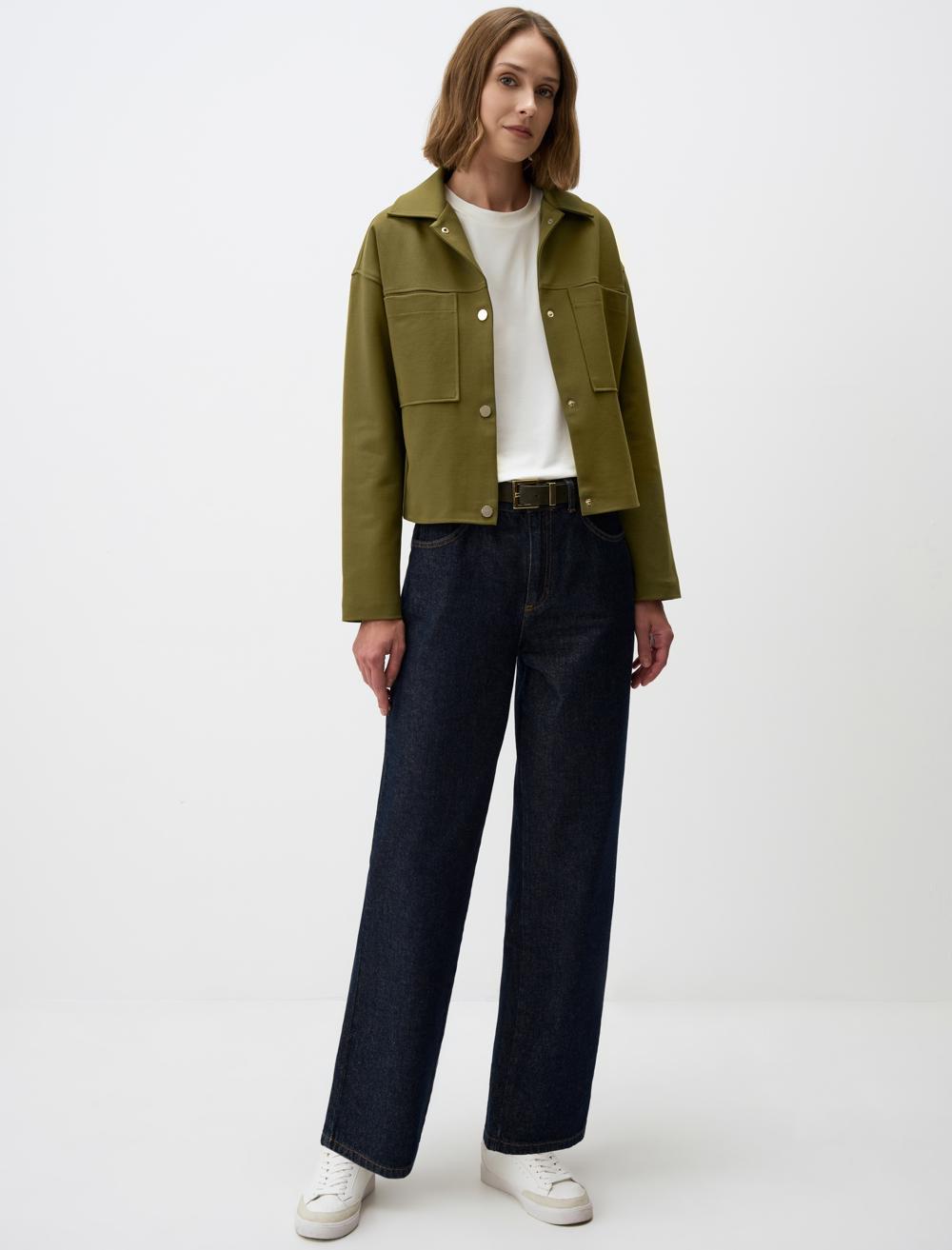 Straight Cut Knitted Jacket with Snap Detail