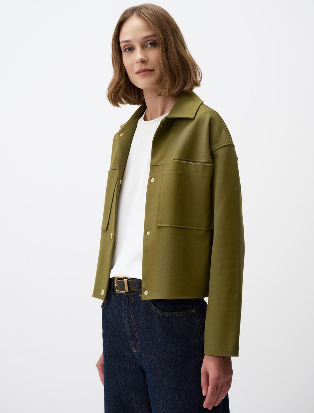 Straight Cut Knitted Jacket with Snap Detail