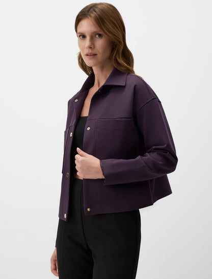 Straight Cut Knitted Jacket with Snap Detail