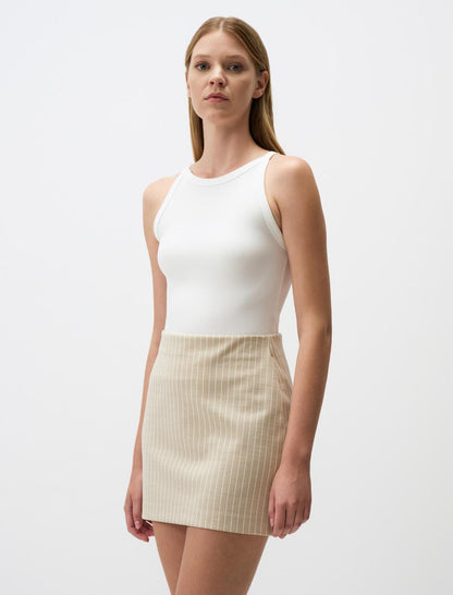 Narrow Cut Mini Skirt with Line Pattern