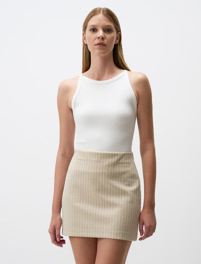 Narrow Cut Mini Skirt with Line Pattern