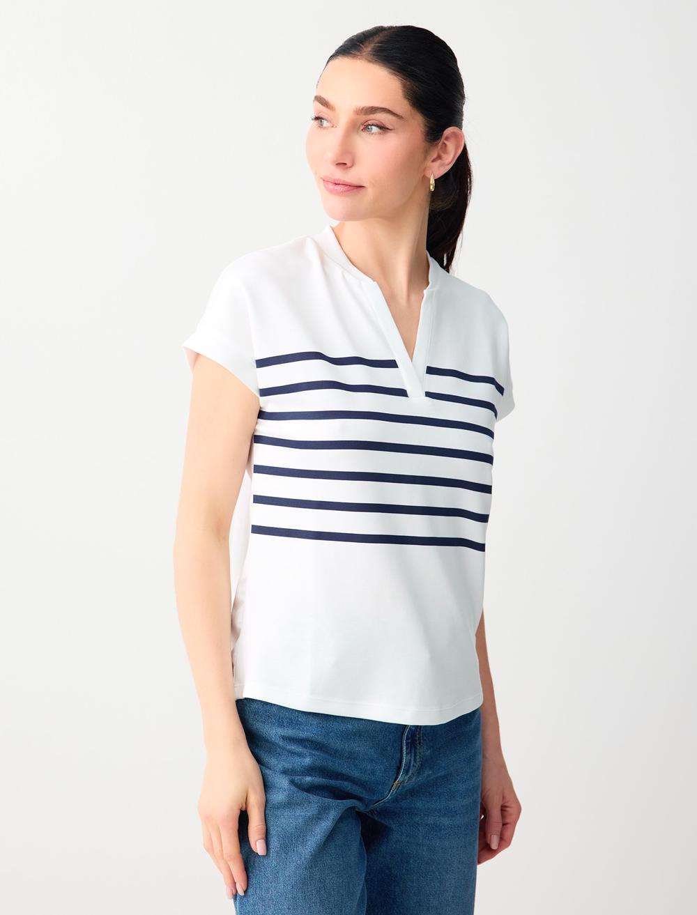 Normal Fit V-Neck Sweatshirt - White - 6SW235709100