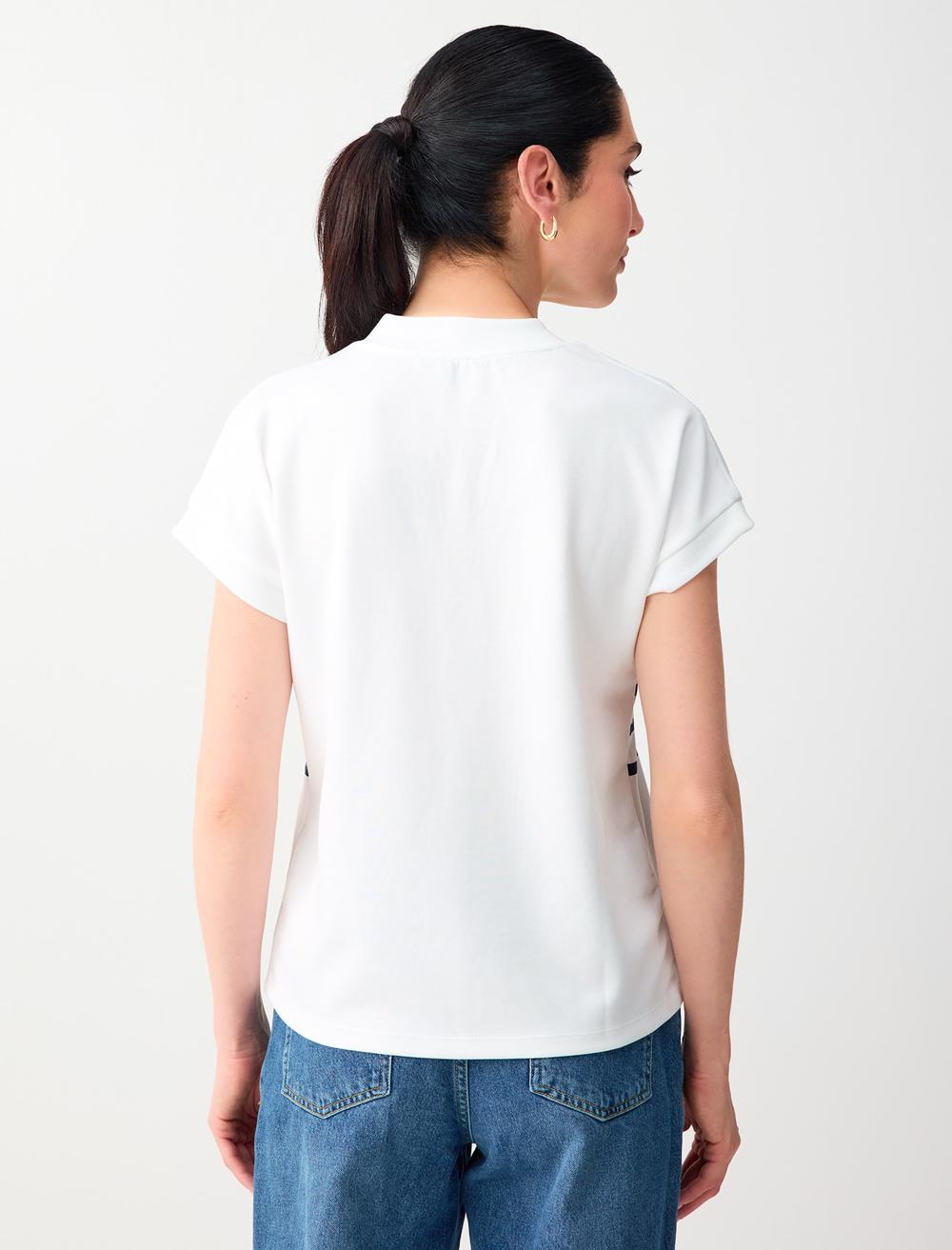 Normal Fit V-Neck Sweatshirt - White - 6SW235709100