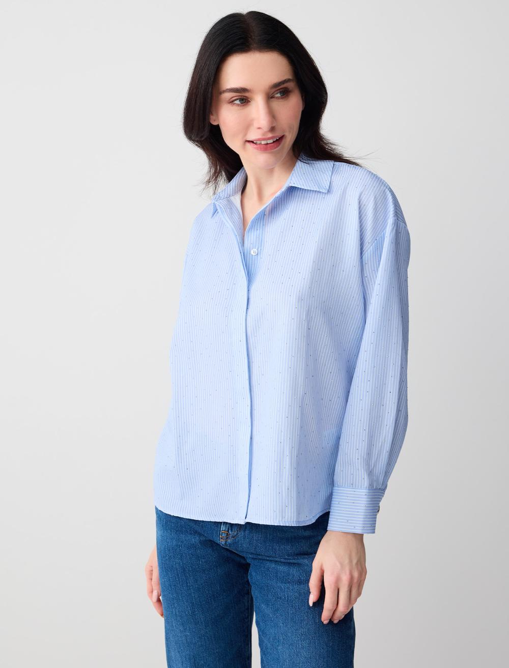Normal Fit Shirt Collar Long Sleeve Shirt - Blue - 6SW083729400