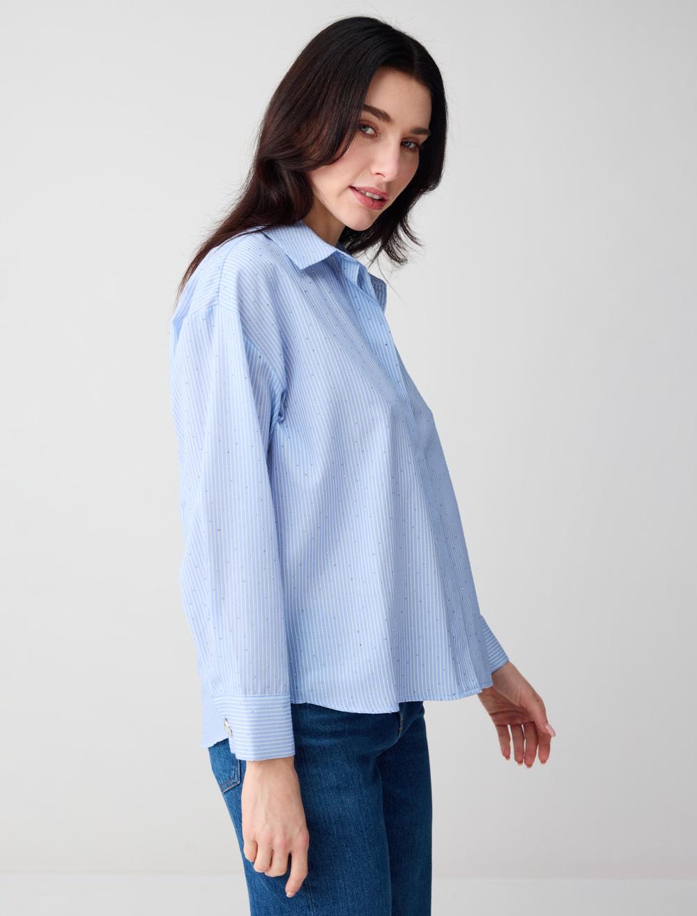 Normal Fit Shirt Collar Long Sleeve Shirt - Blue - 6SW083729400