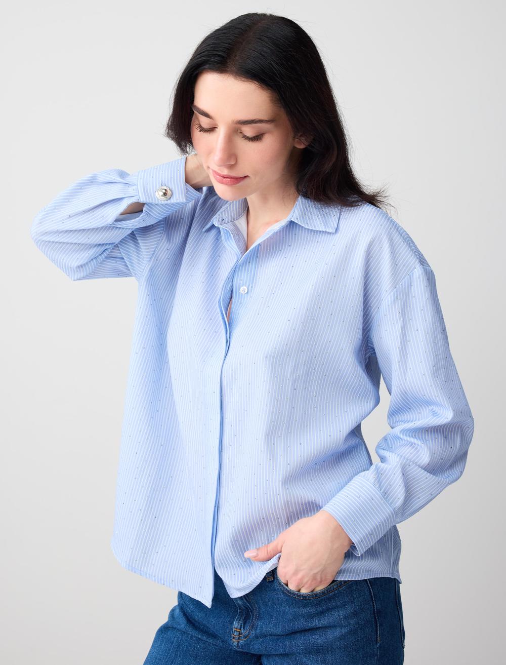 Normal Fit Shirt Collar Long Sleeve Shirt - Blue - 6SW083729400