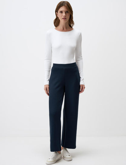 Line Patterned High Waist Relaxed Fit Pants