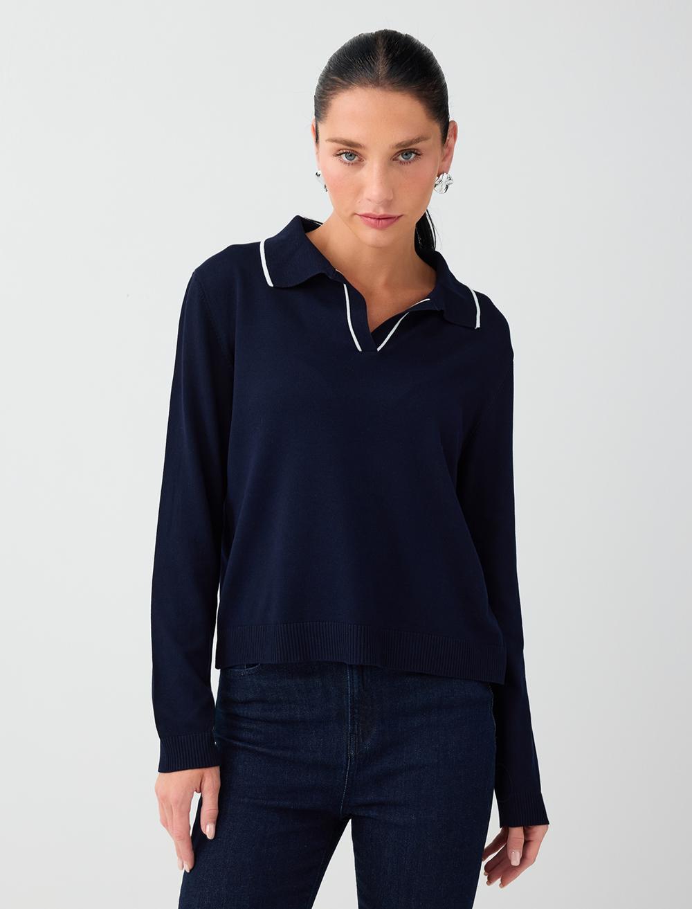 Polo Shirt Pullover - Dark Blue - 6WW137253494