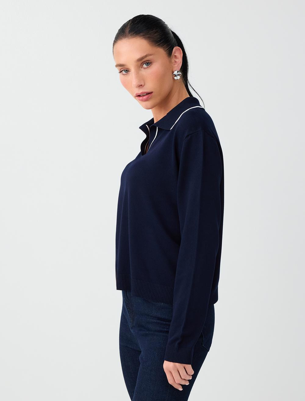 Polo Shirt Pullover - Dark Blue