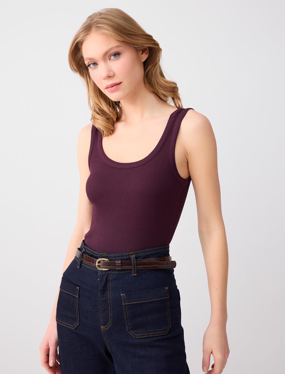 Slim Fit Strapless U Neck Knit Tank Top