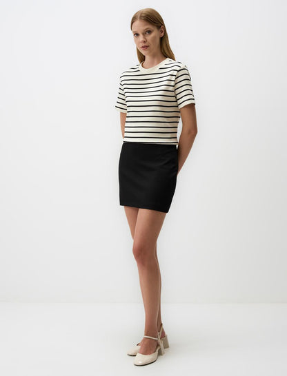 Slim Fit Mini Skirt with Elastic Waist