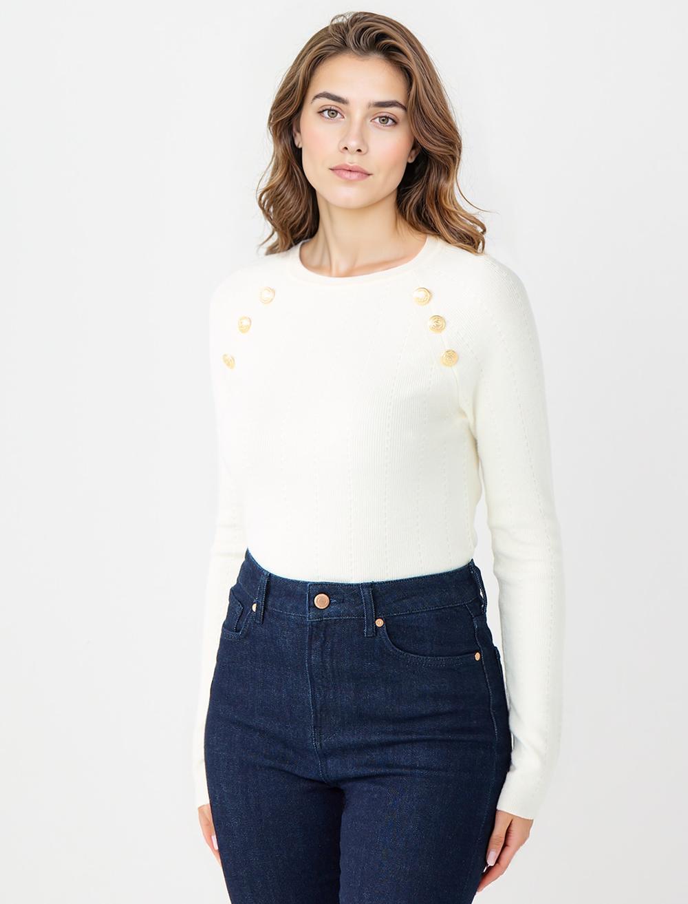 Slim Fit Crew Neck Long-Sleeve Pullover - 5WW135622