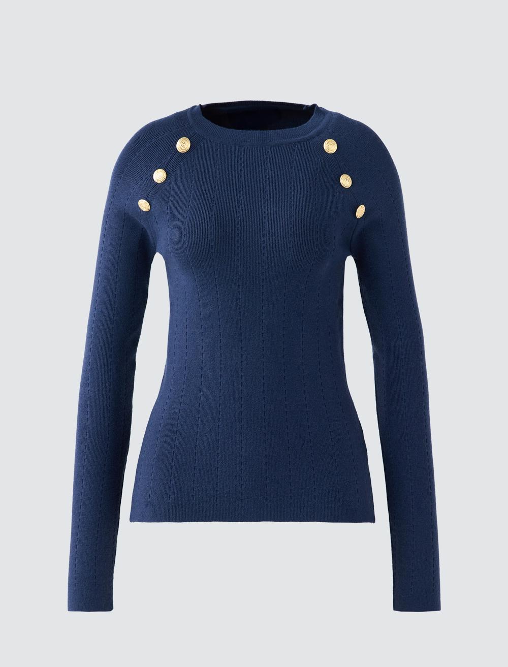 Slim Fit Crew Neck Long-Sleeve Pullover - 5WW135622