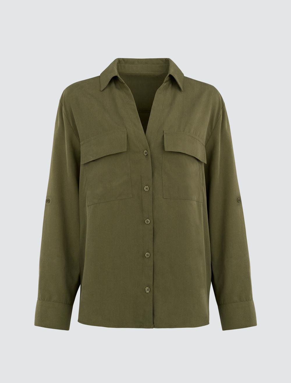 Slim Fit Long Sleeve Shirt with Pocket Detail
