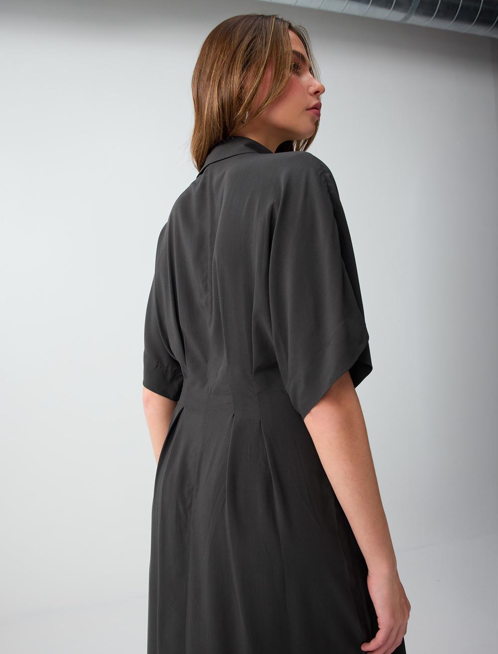 Slim Fit Shirt Collar Dress - Anthracite - 6SW066779971