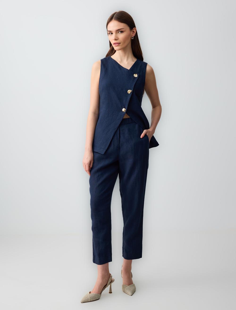 Slim Fit Waistcoat - Dark Blue - 5SW303236494