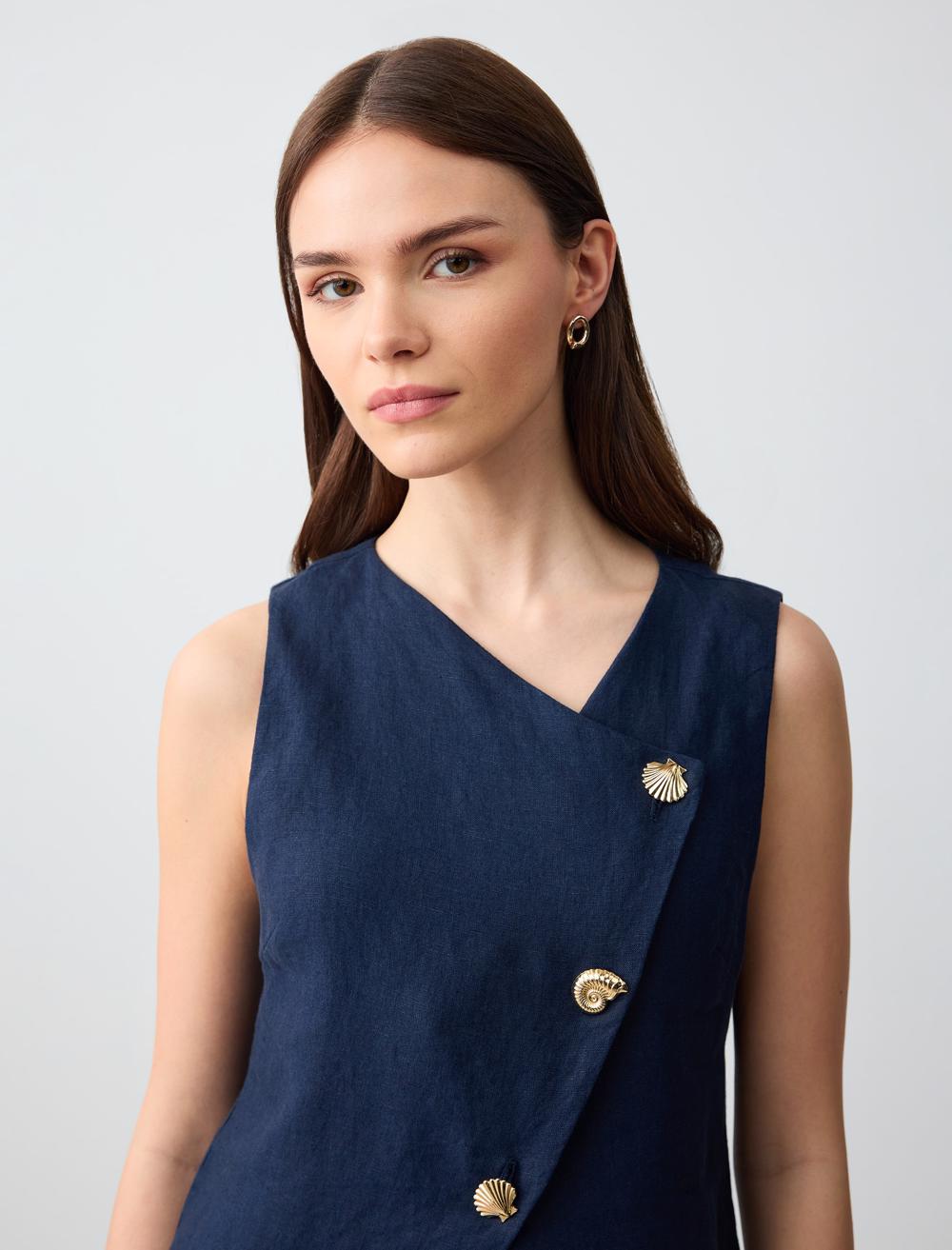 Slim Fit Waistcoat - Dark Blue - 5SW303236494