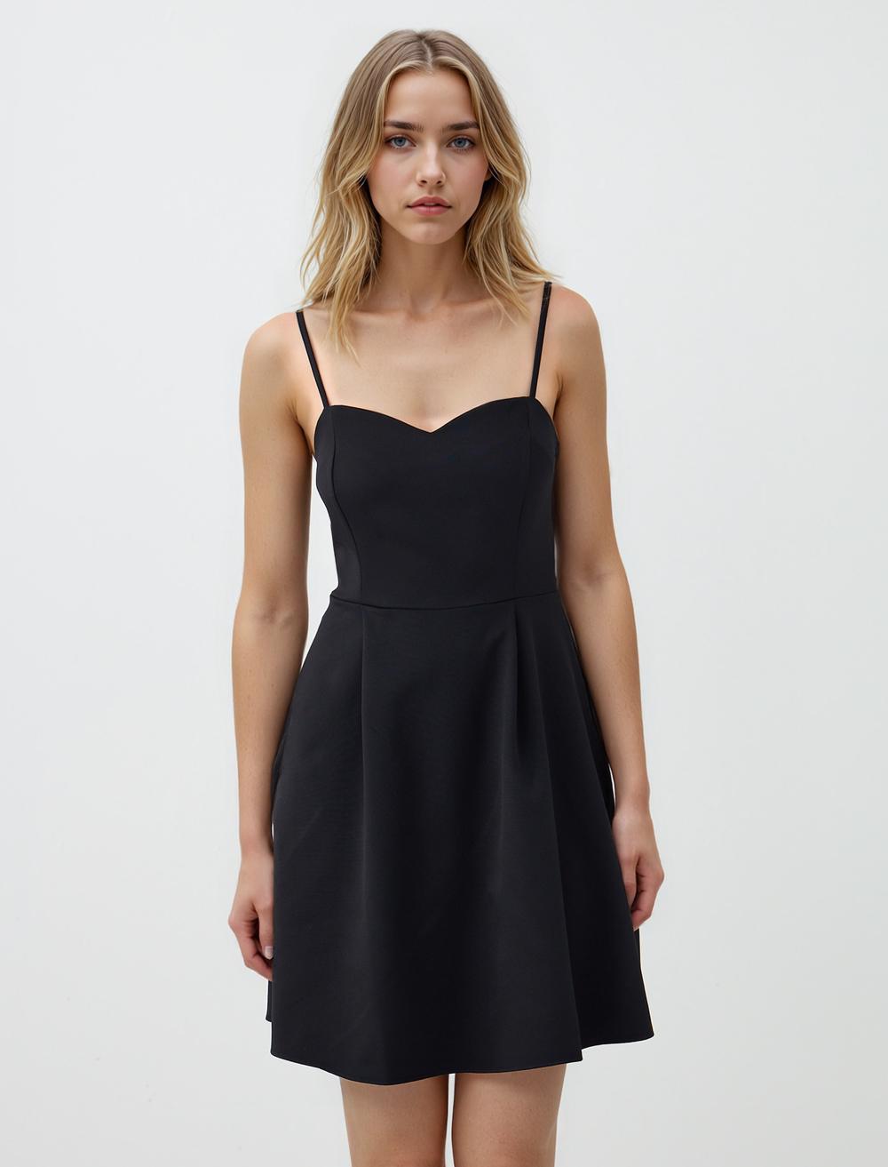 Slim Fit Spaghetti Straps-Sleeve Dress - 5SW065315