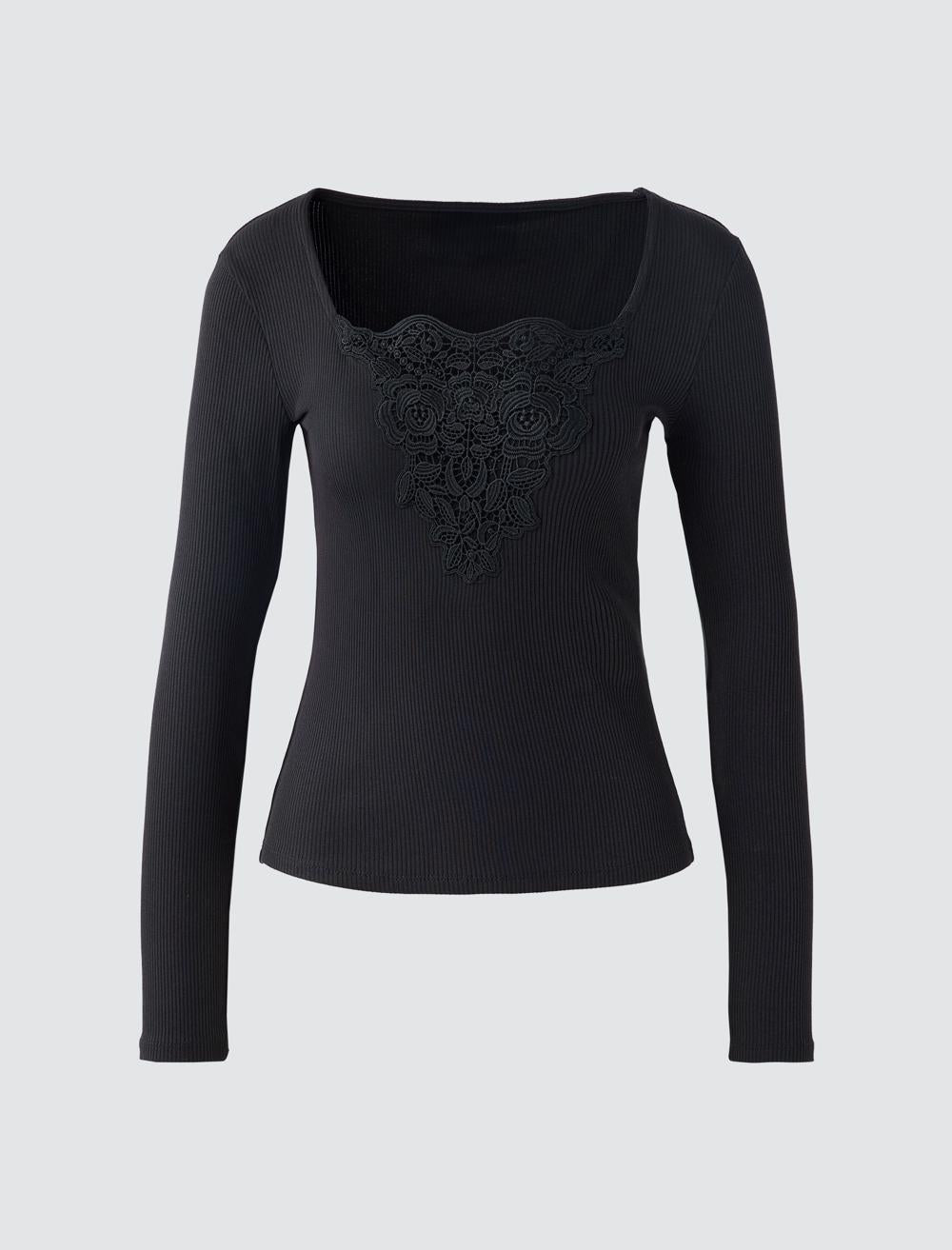 Slim Fit Square Neck Long-Sleeve Blouse - 5WW036064