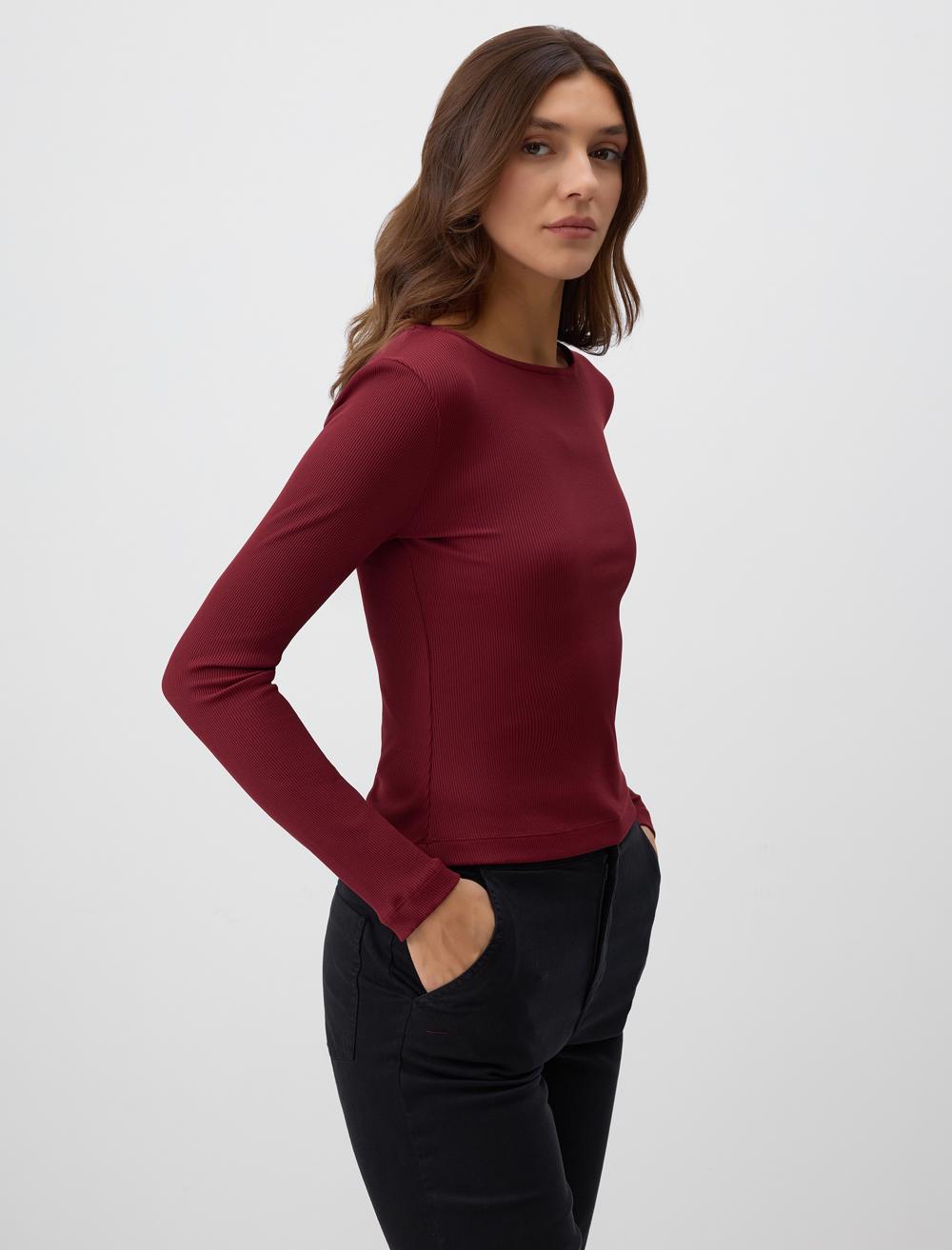 Slim Fit Off-The-Shoulder Long-Sleeve Blouse - 4WW071354