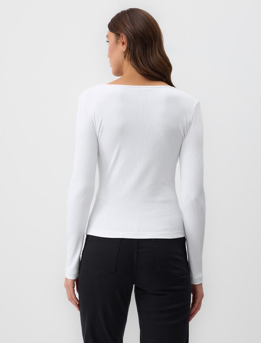 Slim Fit Long-Sleeve Blouse - Ecru - 4WW071354114
