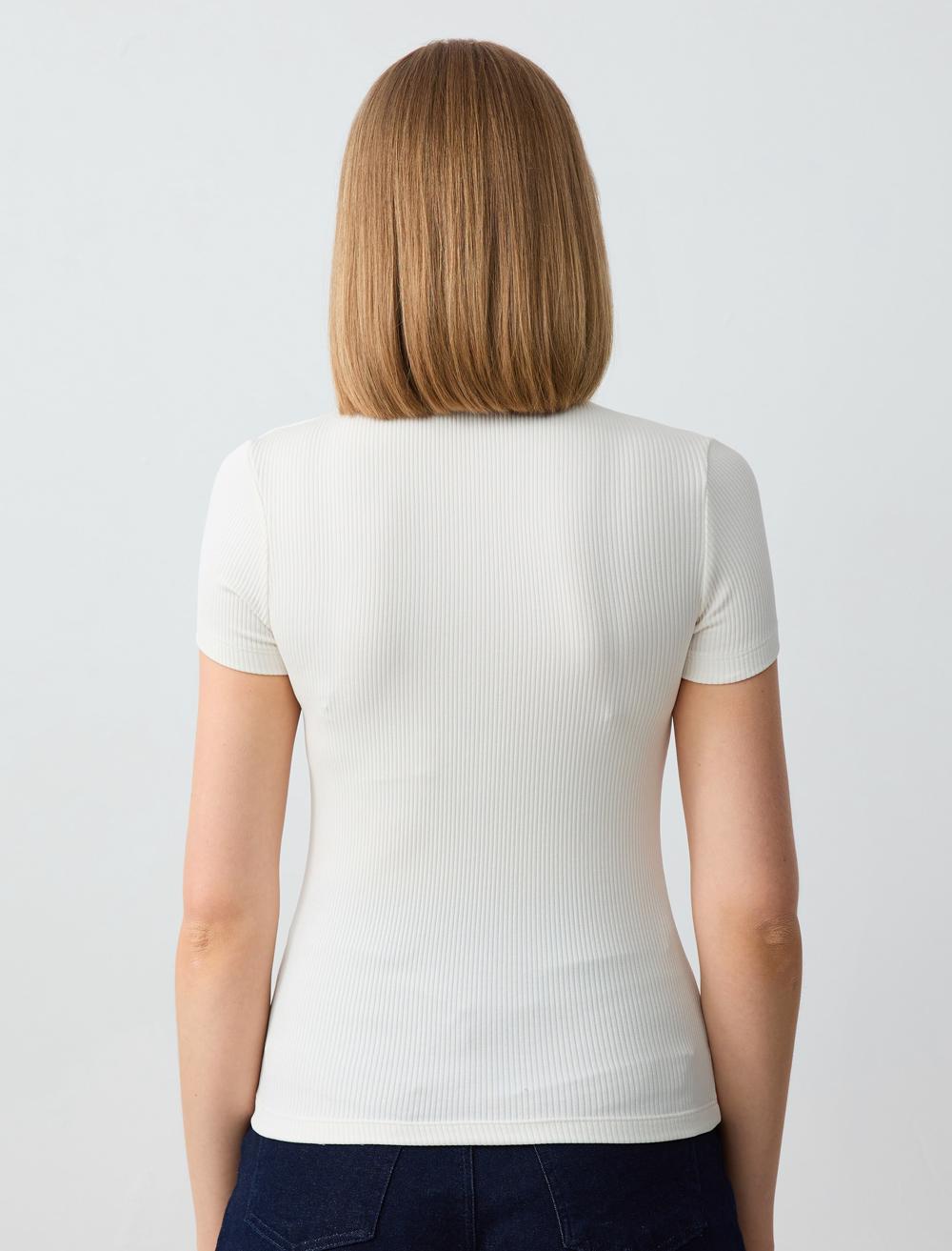 Slim Fit Shirt Collar Short-Sleeve T-shirt - 5SW273308
