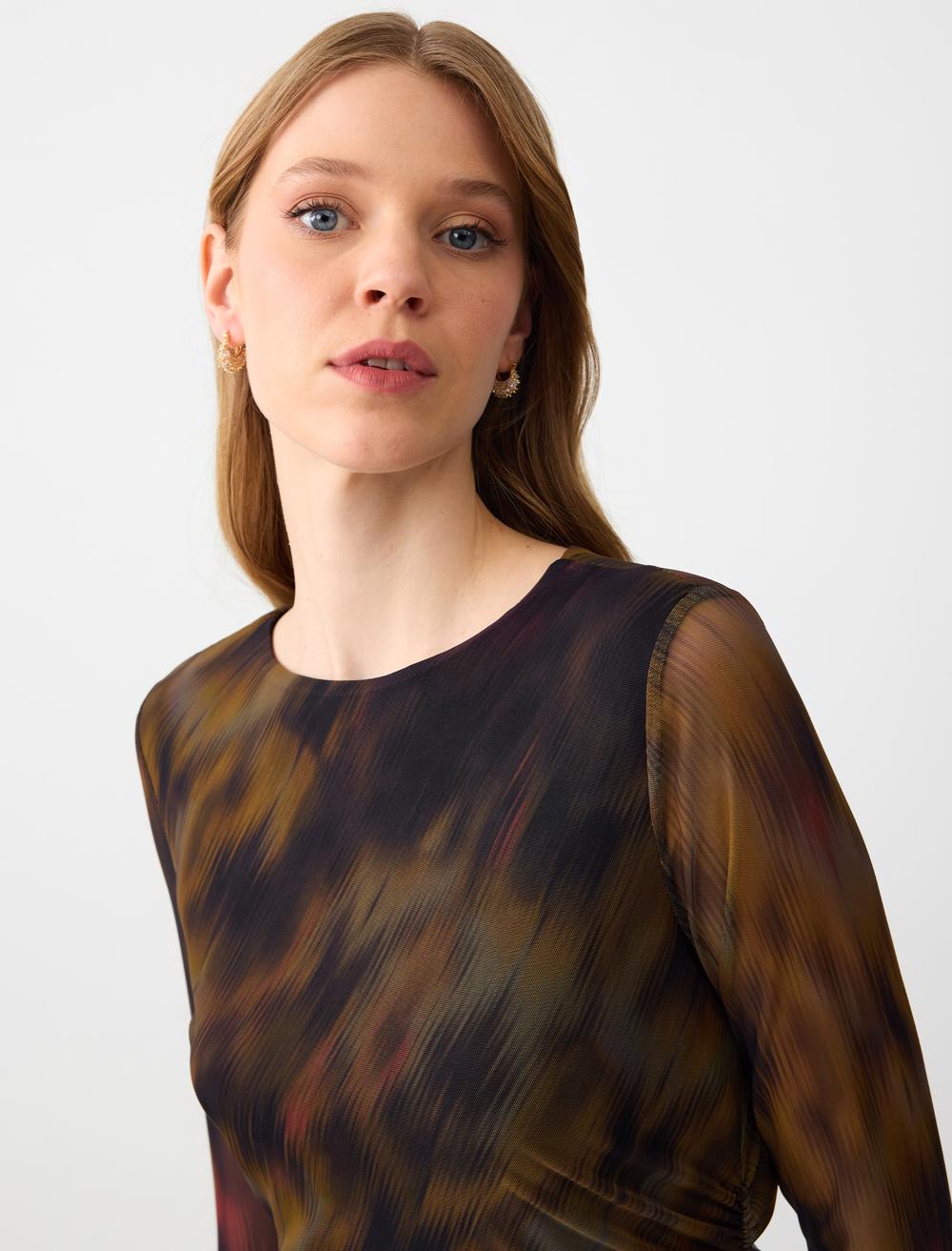 Slim Fit Leopard Print Mesh Knitted Midi Dress