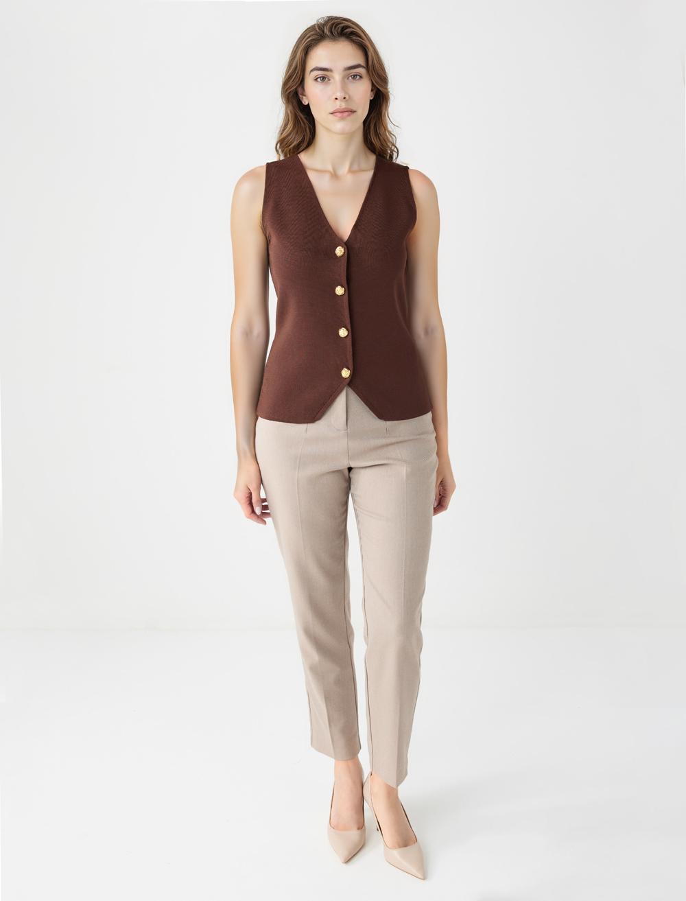 Slim Fit Waistcoat - Bitter Brown - 5WW304947803