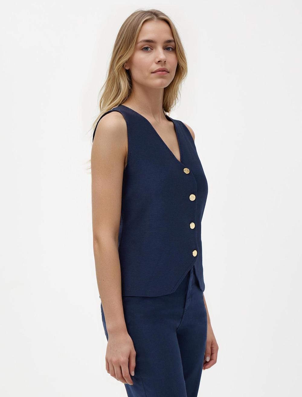 Slim Fit Waistcoat - Dark Blue - 5WW304947494