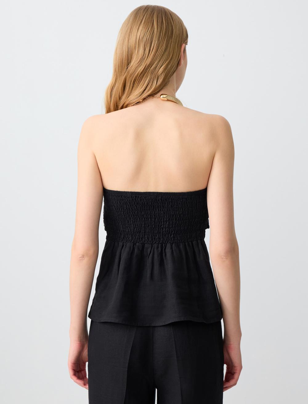 Slim Fit Strapless-Sleeve Blouse - 5SW033250