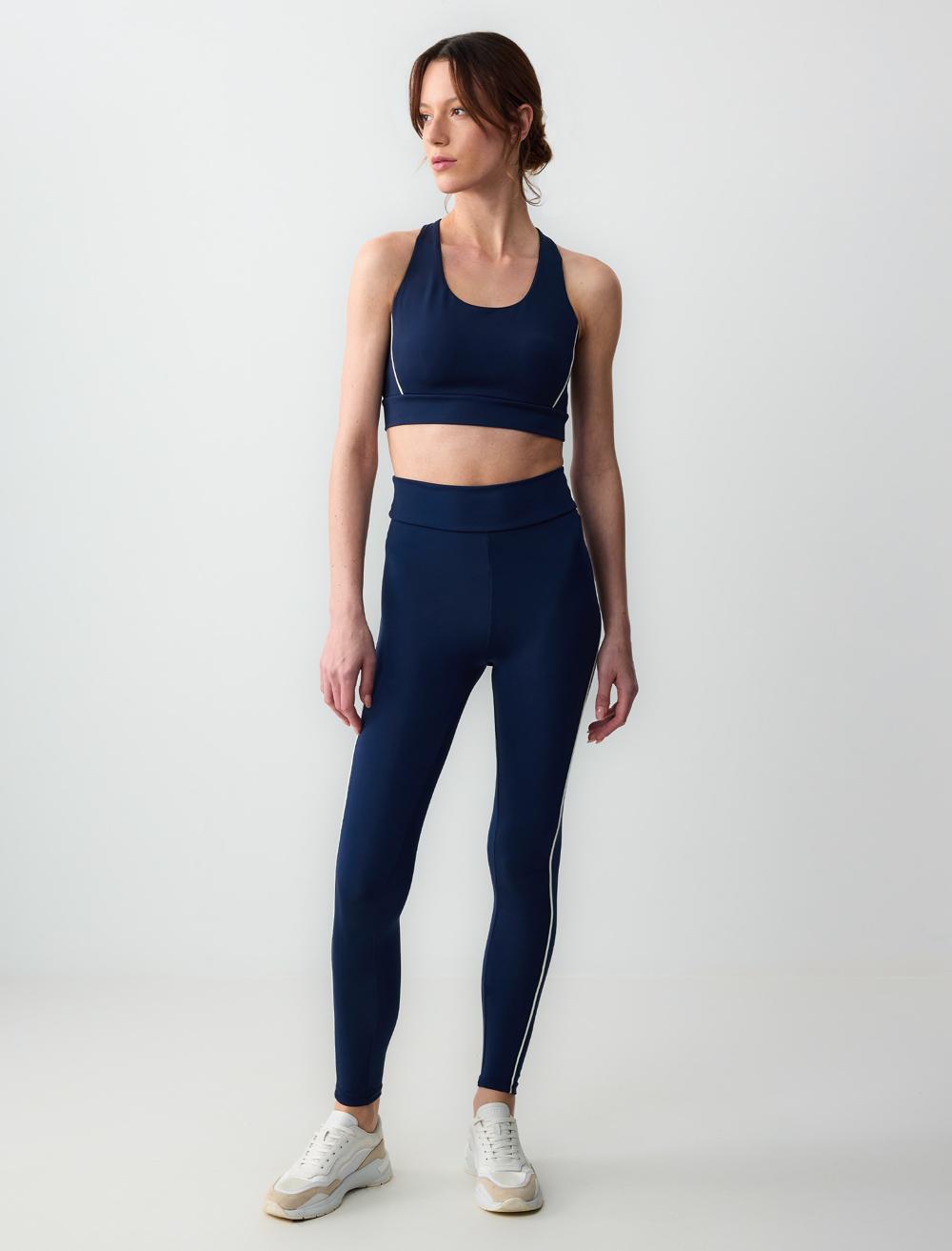 Slim Fit Scoop Neck Sleeveless-Sleeve Bralette - Dark Blue - 5SW042390494