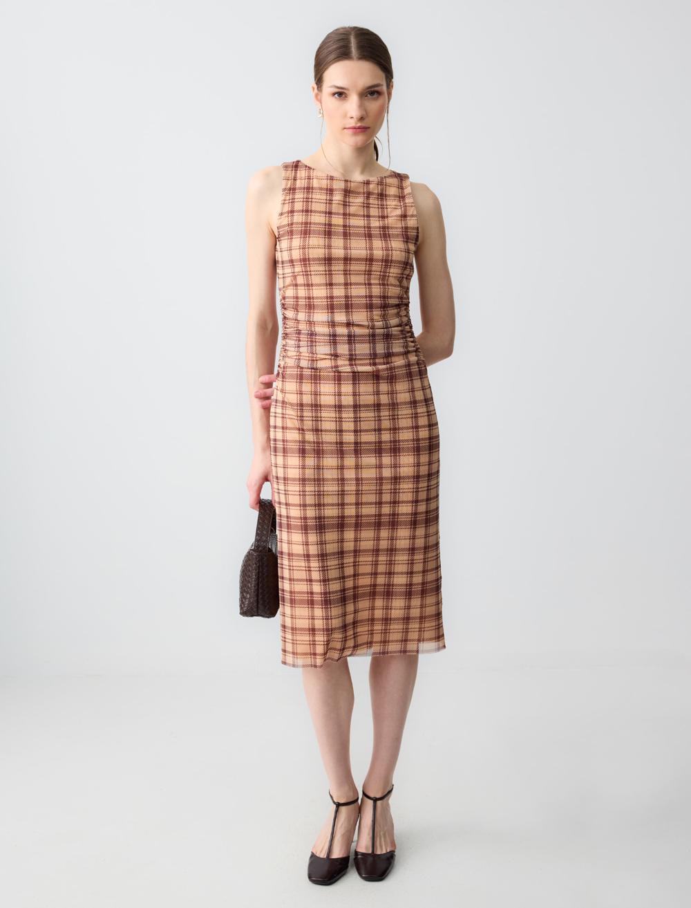 Slim Fit Crew Neck Sleeveless-Sleeve Dress - 5SW063659