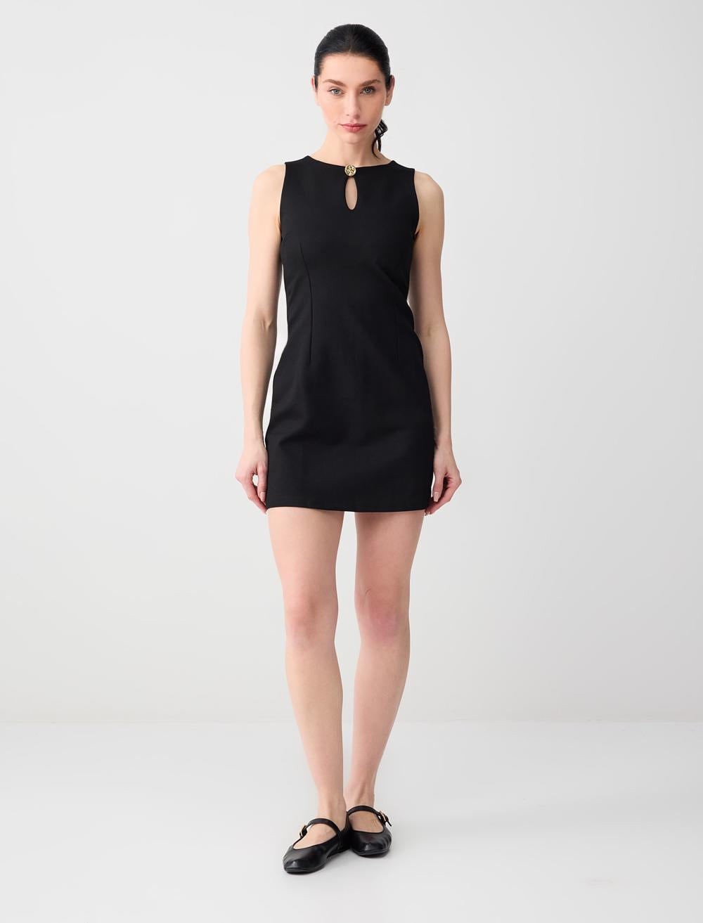 Slim Fit Crew Neck Sleeveless-Sleeve Dress - 5SW064547