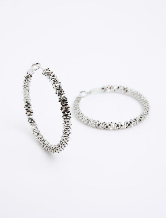 Patterned Steel Hoop Earrings