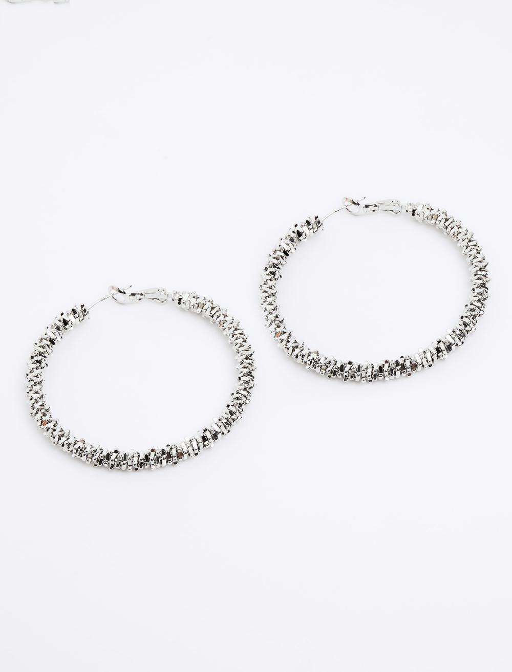 Patterned Steel Hoop Earrings