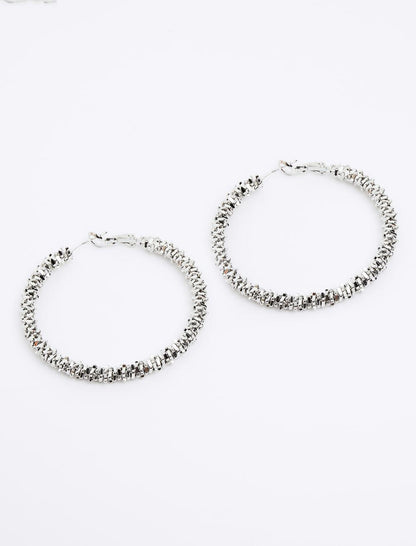 Patterned Steel Hoop Earrings