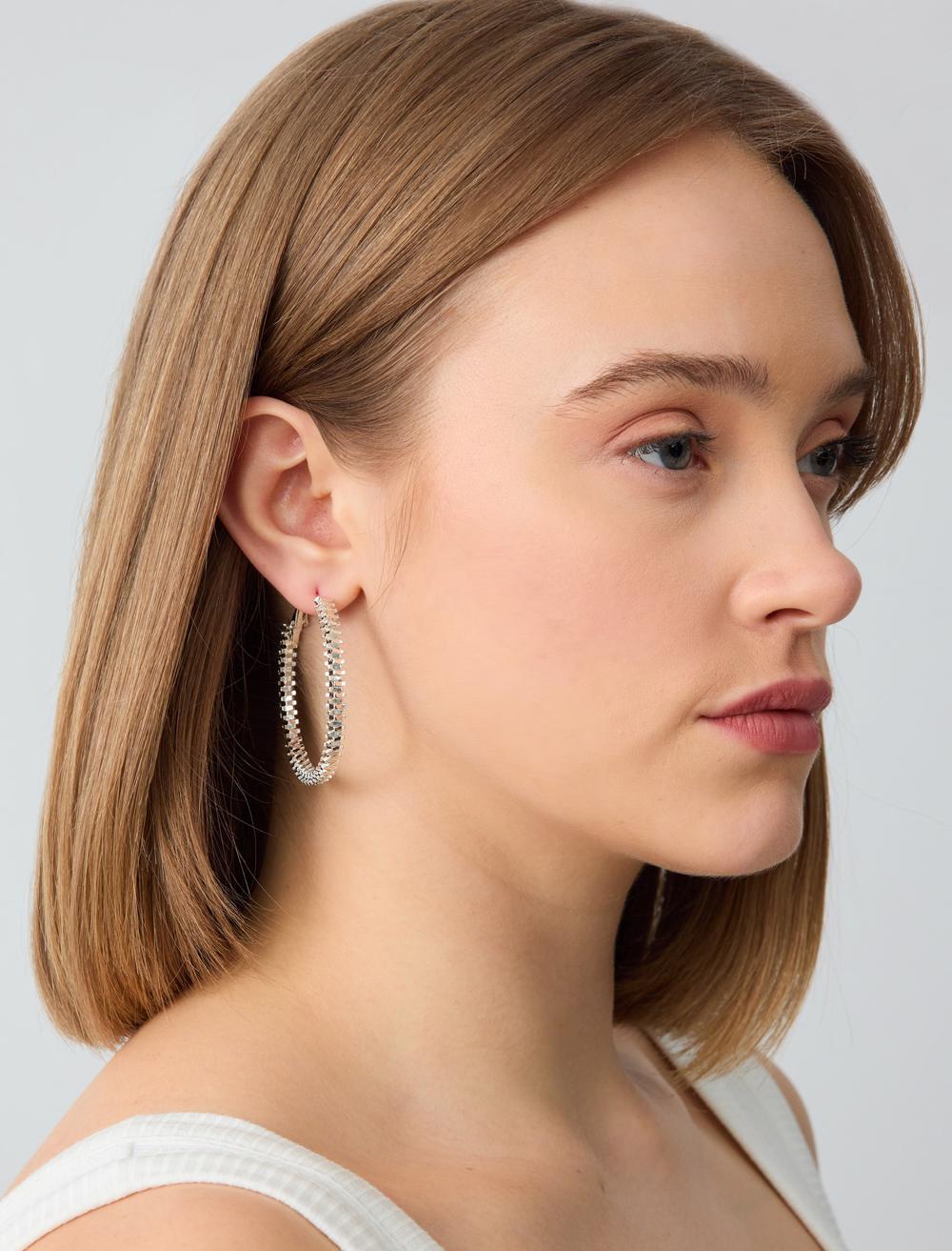 Patterned Steel Hoop Earrings